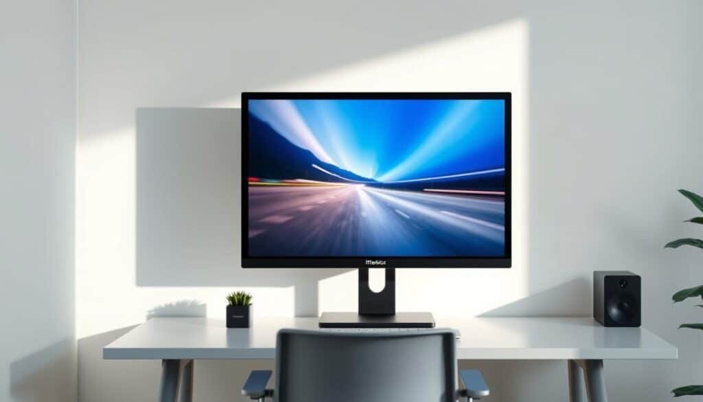 A crisp, well-lit scene of a computer display showcasing the ITTechBasics streaming platform. The display is positioned in a sleek, modern home office setup, with a minimalist desk and ergonomic chair in the foreground. The screen depicts a vibrant, high-definition video stream with smooth playback, demonstrating the platform's impressive performance capabilities. Soft, directional lighting from the side casts subtle shadows, enhancing the three-dimensional depth and creating a sense of depth and dimension. The overall atmosphere is one of technological sophistication and effortless user experience, capturing the essence of the "Streaming Quality and Performance Analysis" section of the article.