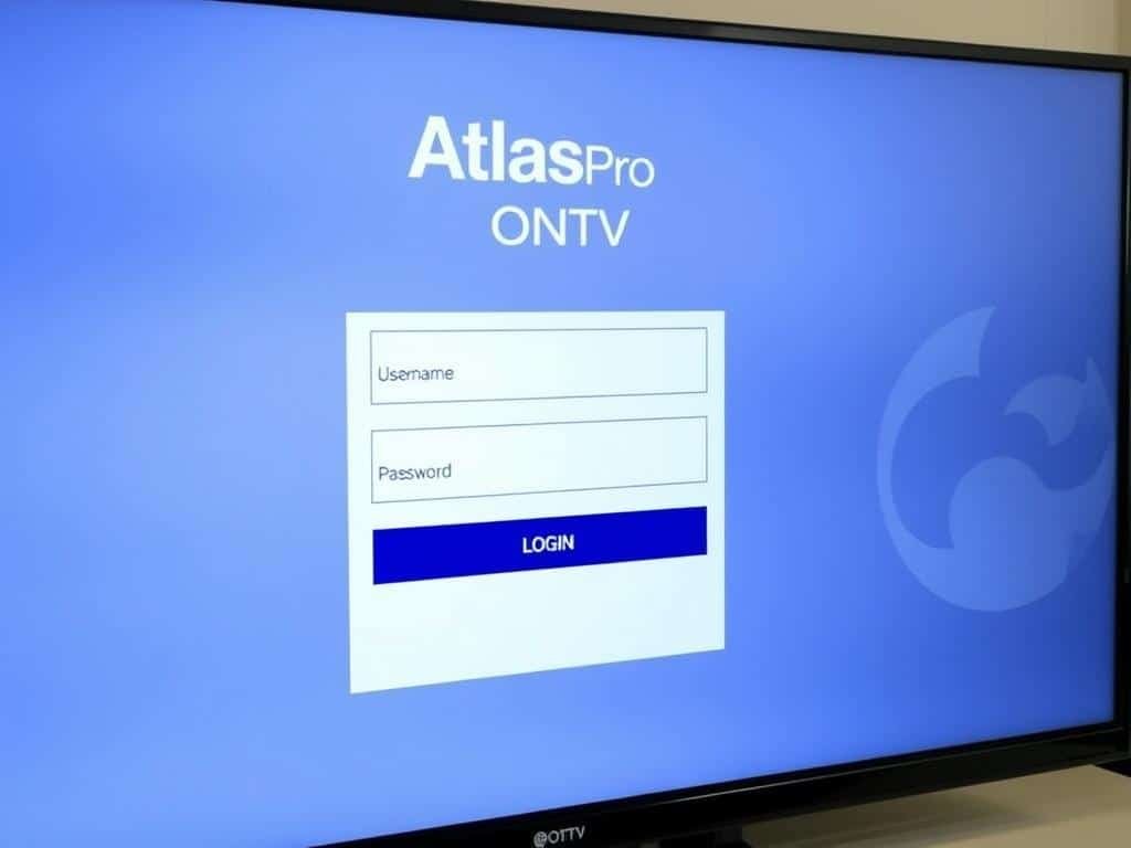 Atlas Pro ONTV login screen on a smart TV