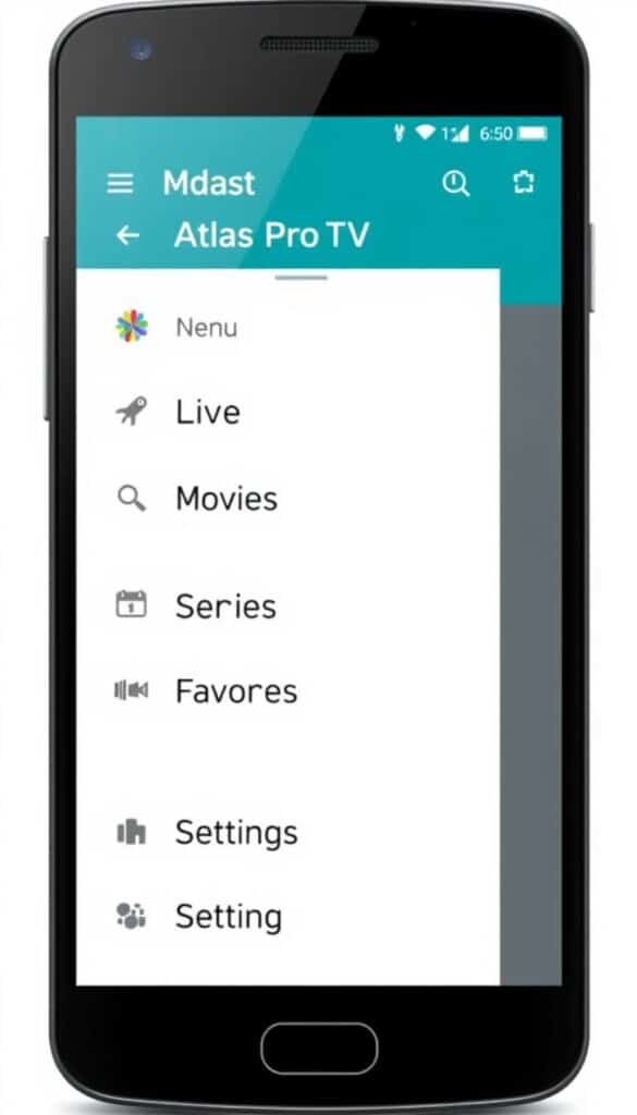 Atlas Pro ONTV mobile interface showing category navigation
